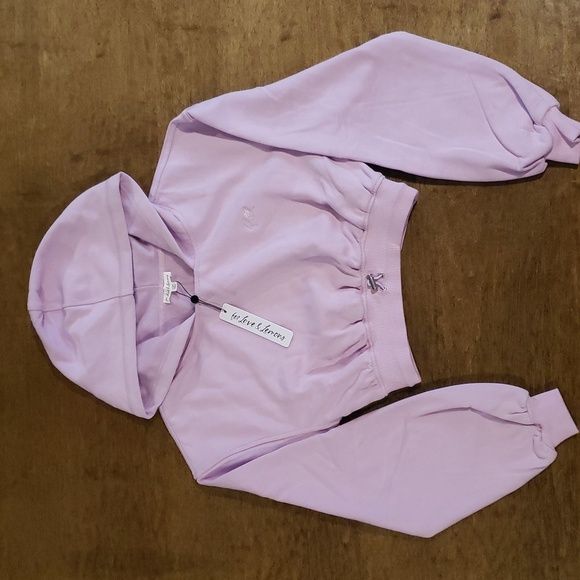 For Love And Lemons Light Pink Crop Hoodes Sweatahirt XXS - Picture 1 of 5